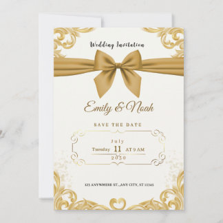 Luxus-Goldband & -Schleife Elegante Hochzeitseinla Einladung