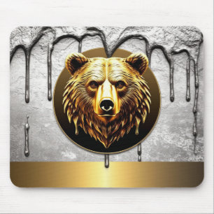 Luxus-Goldbär-Emblem Metall-Stil 🐻 Mousepad