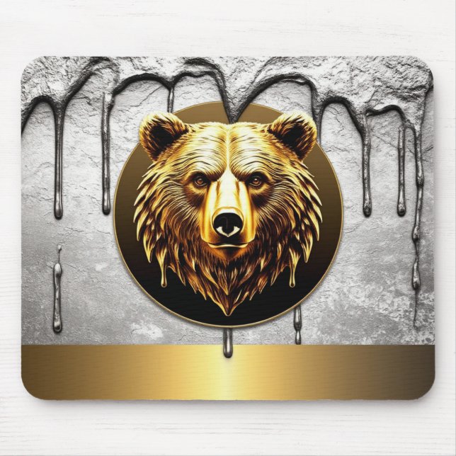 Luxus-Goldbär-Emblem Metall-Stil 🐻 Mousepad (Vorne)