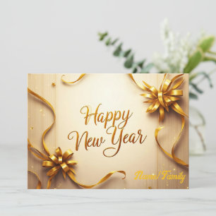 Luxus-Goldbogen und Konfetti zum Neujahr Feiertagskarte