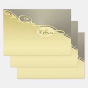 Luxus-Golddekoration auf Gold & Silber, Monogramm, Geschenkpapier Set