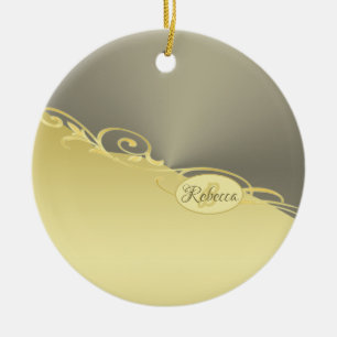 Luxus-Golddekoration auf Gold & Silber, Monogramm  Keramik Ornament