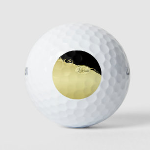 Luxus-Golddekoration auf Gold und Schwarz, Monogra Golfball