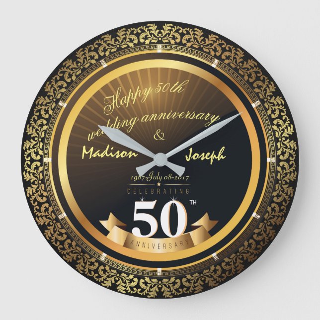 Luxus golden 50. Jubiläum Zieruhr Große Wanduhr (Vorderseite)