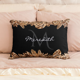 Luxus Golden Blume Elegante Elegante Eleganz Klass Dekokissen