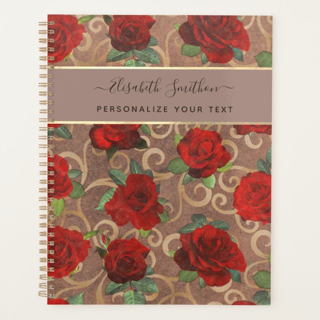 Luxus Golden Blume Elegante Elegante Eleganz Klass Planer (Vorderseite)