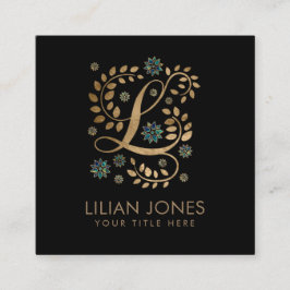 Luxus Golden Calligraphy Monogram mit Buchstabe L Quadratische Visitenkarte