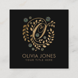 Luxus Golden Calligraphy Monogram mit Buchstabe O Quadratische Visitenkarte