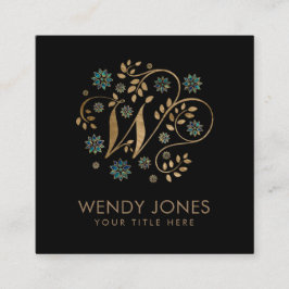 Luxus Golden Calligraphy Monogram mit Buchstabe W Quadratische Visitenkarte