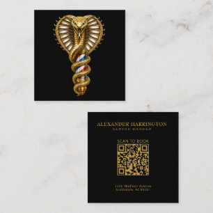 Luxus-Golden-Cobra-Friseursalon-Logo-Hairstylist Quadratische Visitenkarte