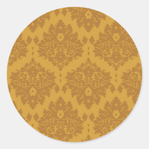 Luxus Golden Damask Runder Aufkleber