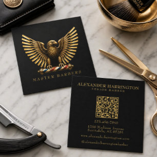 Luxus-Golden-Eagle-Friseursalon-Logo-Hairstylist Quadratische Visitenkarte