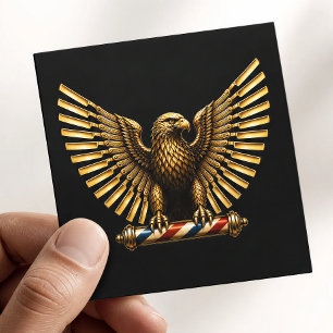 Luxus-Golden-Eagle-Friseursalon-Logo Hairstylist Quadratische Visitenkarte
