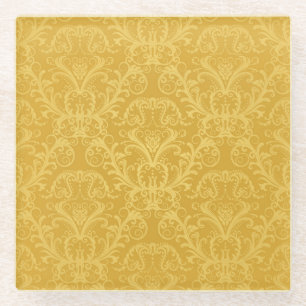 Luxus Golden Floral: Nahtloses Tapete Glasuntersetzer