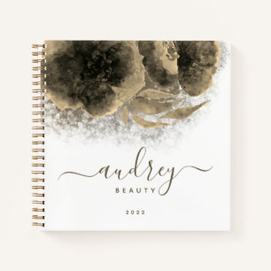 Luxus Golden Floral Signature Mit Monogramm Notizbuch