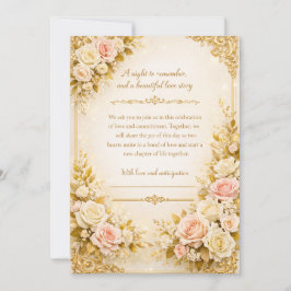 Luxus Goldene Blumige Elegante Hochzeitseinladungs Einladung
