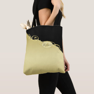 Luxus goldene Dekoration auf Gold & Schwarz, Monog Tasche