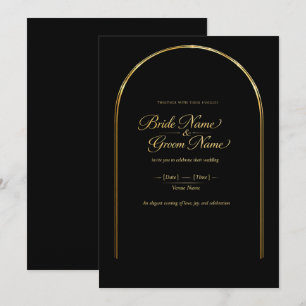 Luxus Goldene Hochzeits-Einladung   Elegant Schwar Einladung