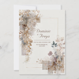 Luxus Goldfolie Taupe Botanisch Geometrisch Hochze Einladung