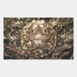 Luxus-Goldstern-Danke-Aufkleber | Elegantes Weiß Rechteckiger Aufkleber