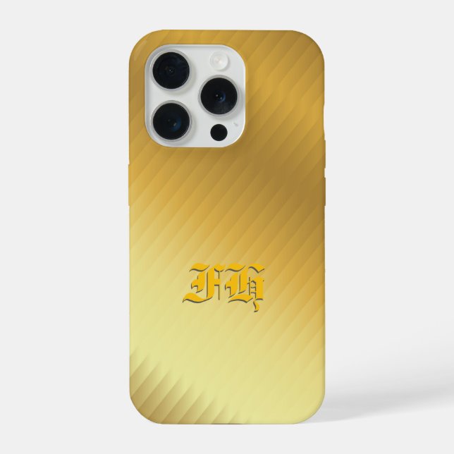 Luxus-Goldverlauf-Muster-Monogramm-Gotik-Initiale iPhone 15 Pro Hülle (Rückseite)