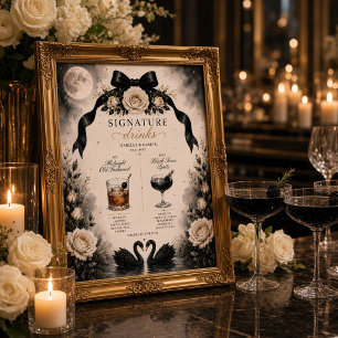 Luxus-Gotik-Schwarze-Schleife-Signature-Drinks-Sch Poster