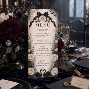 Luxus-Gotisches-Hochzeitsmenü mit schwarzer Schlei Menükarte