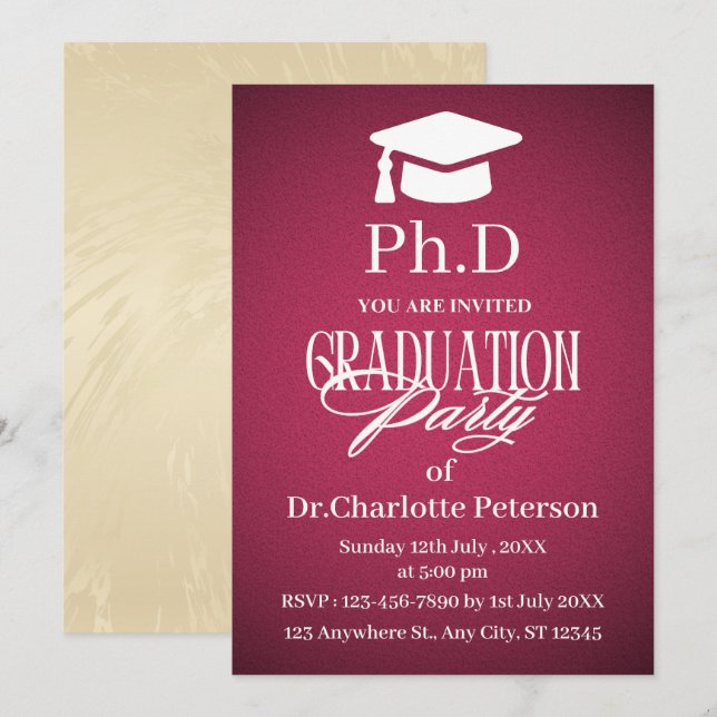 Luxus-Gradient-PhD-Abschlussfeier Einladung (Vorne/Hinten)