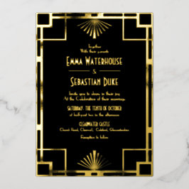 Luxus Great Gatsby Art Deco Wedding Folieneinladung