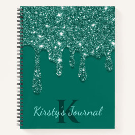 Luxus Green Dripping Glitzer Journal Notizbuch