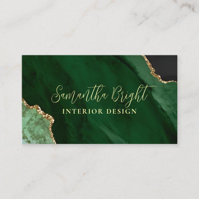 Luxus Green Emerald Business Card Visitenkarte (Vorderseite)