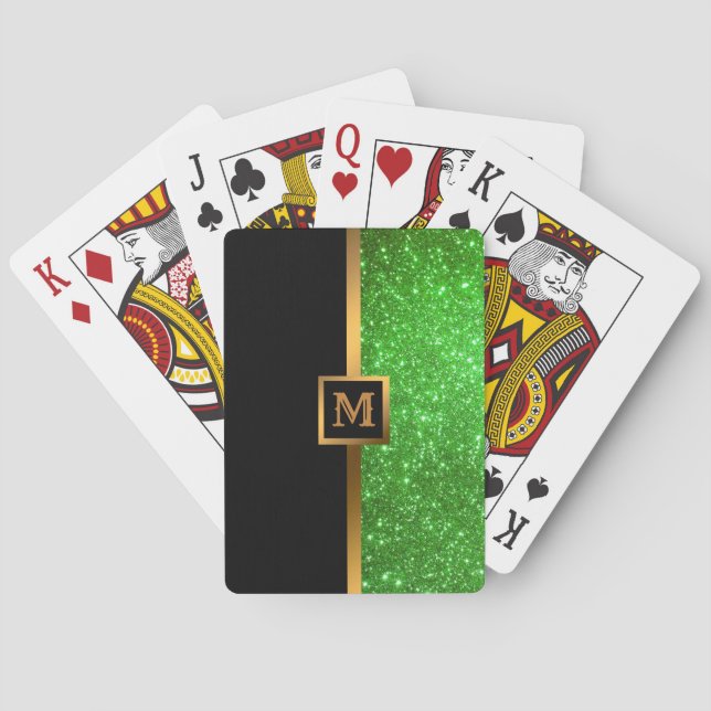 Luxus Green Gold Glitzer Spielkarten (Rückseite)