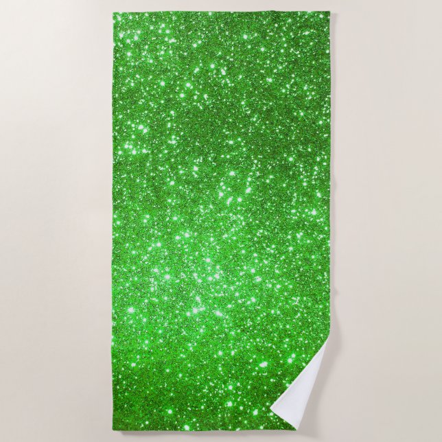 Luxus Green Gold Glitzer Strandtuch (Vorderseite)