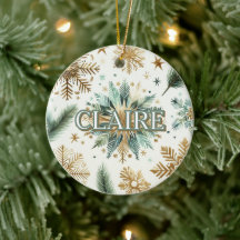 Luxus Green Gold Snowflake Holiday Elegante
