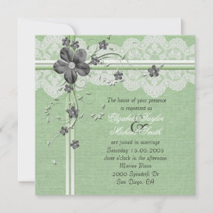 Luxus Green Lace Floral Burlap Hochzeitseinladung Einladung
