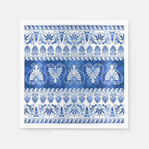 Luxus griechisches Ornament Blauer Edelstein und P Serviette