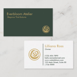Luxus Grün Gold Minimalistischer Zeitloser Designe Visitenkarte