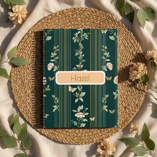 Luxus Grüner Floral Notizbuch