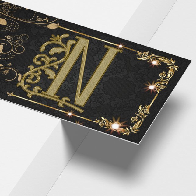 Luxus Hair Stylist Black Gold Monogramm Visitenkarte (Von Creator hochgeladen)