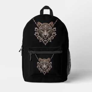Luxus-Halskette mit schwarzem und goldenem Leopard Bedruckter Rucksack