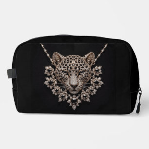 Luxus-Halskette mit schwarzem und goldenem Leopard Waschbeutel