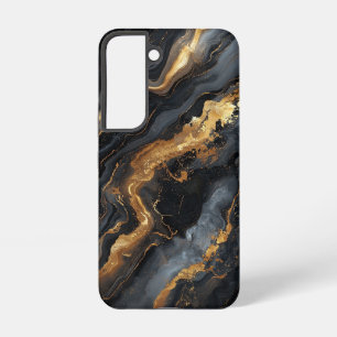 Luxus-Handyhülle aus schwarzem Marmor mit Gold Samsung Galaxy Hülle