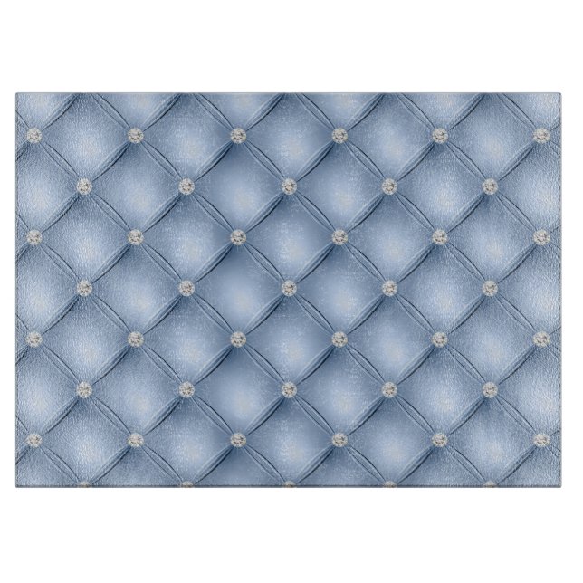 Luxus Hellblaues Diamant-Tufting-Muster Schneidebrett (Vorderseite)