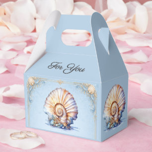 Luxus-Hochzeit auf dem Muschelstrand in Blau und E Geschenkschachtel