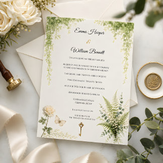 Luxus-Hochzeit im Geheim Garten mit Blumen Einladung