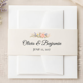 Luxus-Hochzeit im Wildblumenwiese-Stil Einladungsbanderole