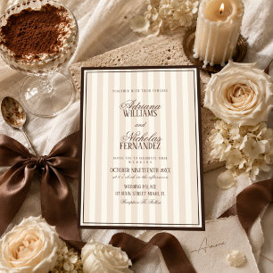 Luxus-Hochzeit mit Beige-Espresso-Streifen Einladung