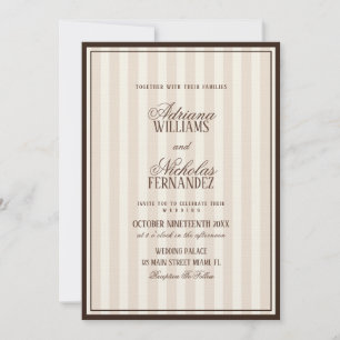 Luxus-Hochzeit mit Beige-Espresso-Streifen Einladung