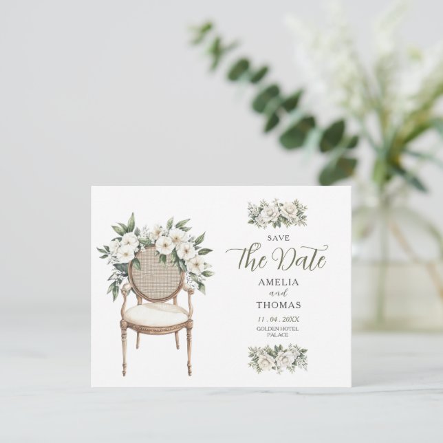 Luxus-Hochzeit mit Grünzeug Save-the-Date (Stehend Vorderseite)