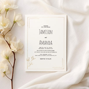 Luxus-Hochzeit mit weißem Gold und geometrischem B Einladung